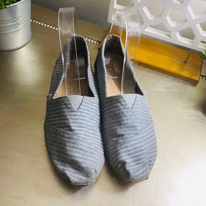 TOMS CLASSIC GRAY MOVEMBER STRIPED WOOL SLIP ONS